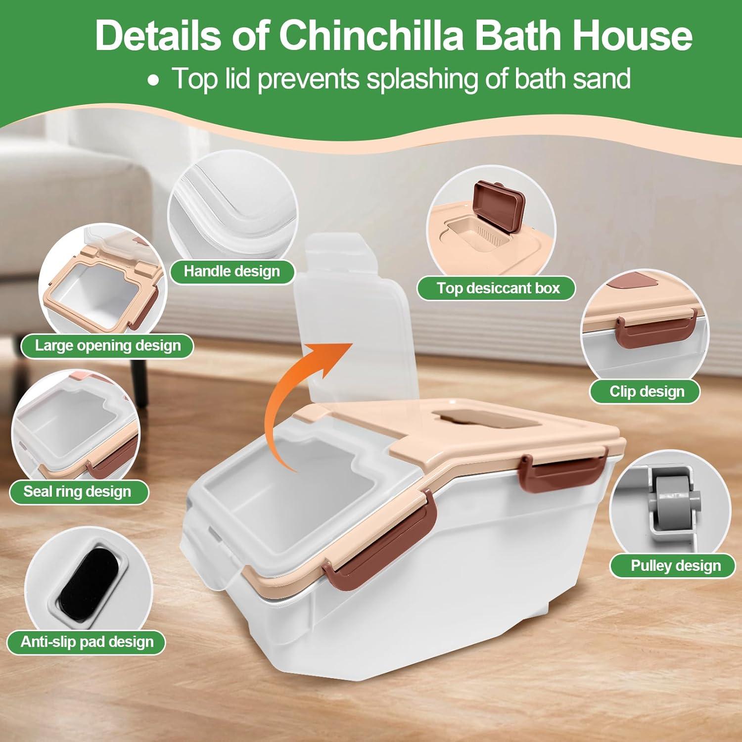 Kit de Baño de Arena para Chinchillas Arfubye Rosa 35.4x23.1cm