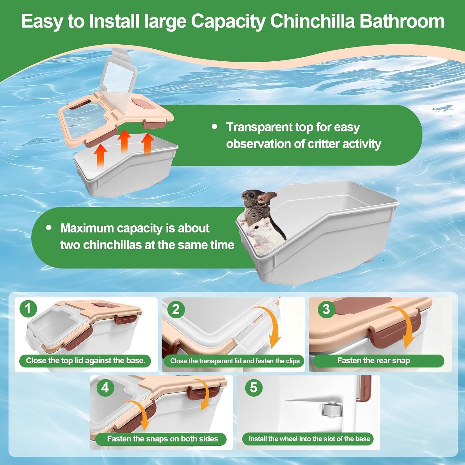 Kit de Baño de Arena para Chinchillas Arfubye Rosa 35.4x23.1cm