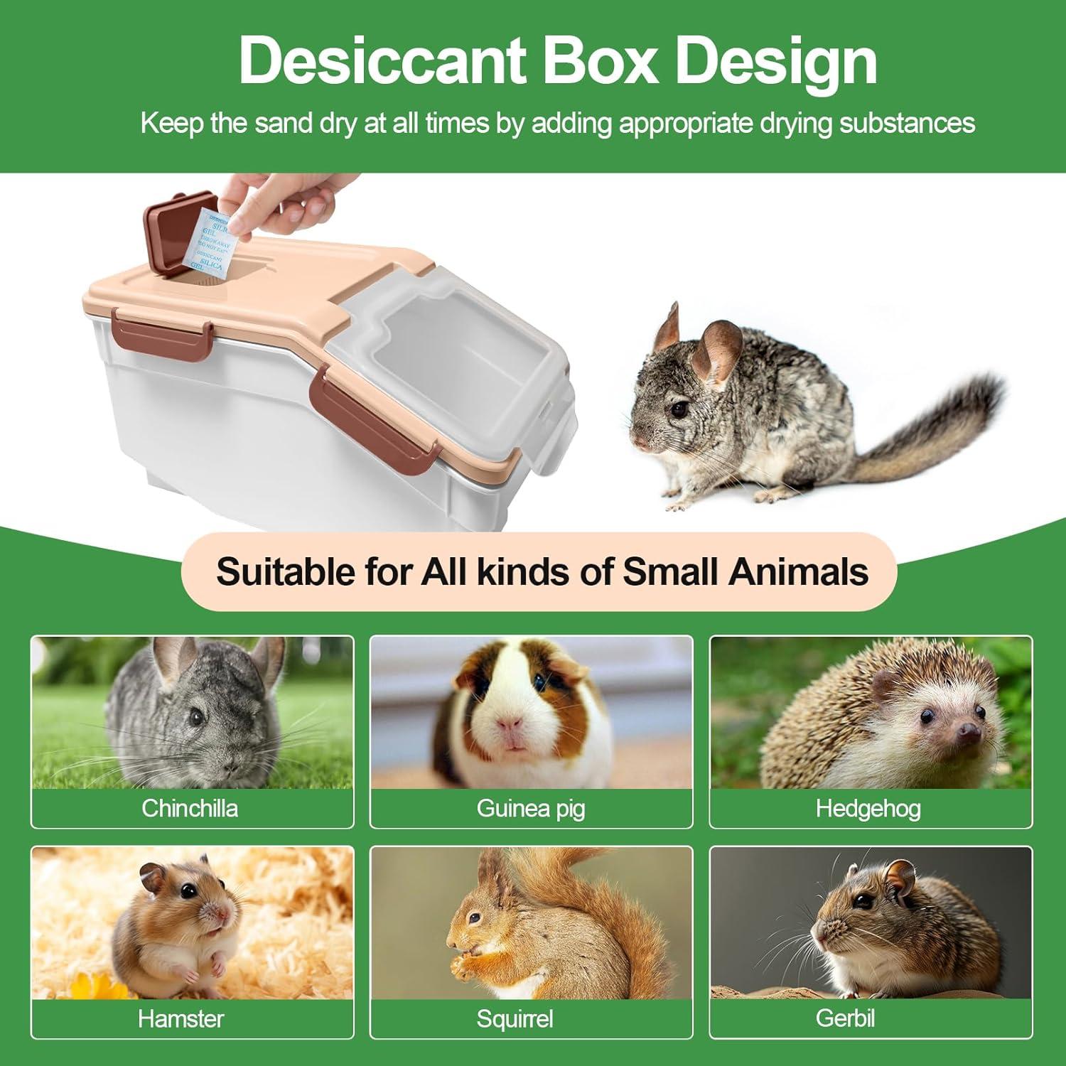 Kit de Baño de Arena para Chinchillas Arfubye Rosa 35.4x23.1cm