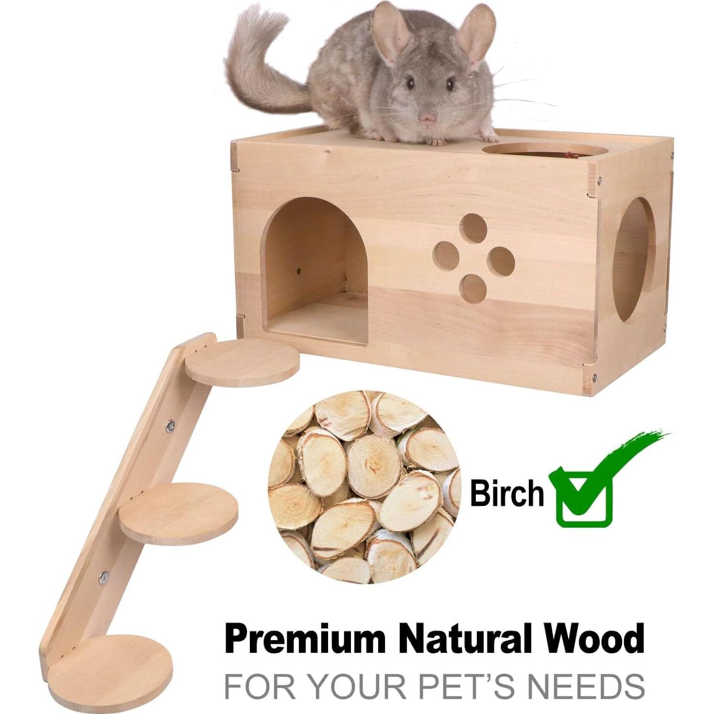 Casa de Madera YKD para Chinchilla Extra Grande - Refugio Ventilado