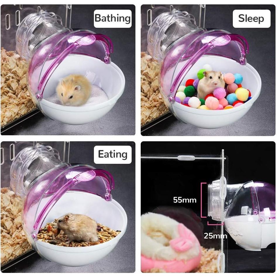 Baño para Hámster Gutongyuan Rosa, Contenedor de Arena Removible