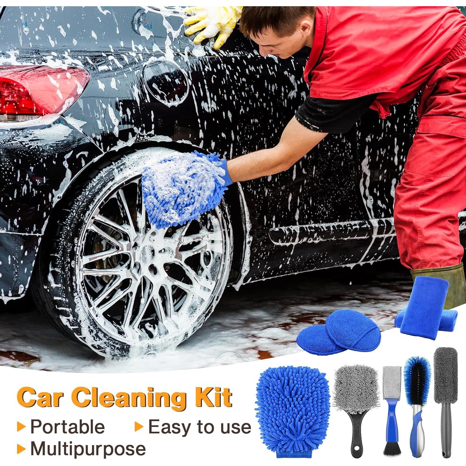 Kit de limpieza de ruedas Preciva 9PCS - Cepillos y guantes