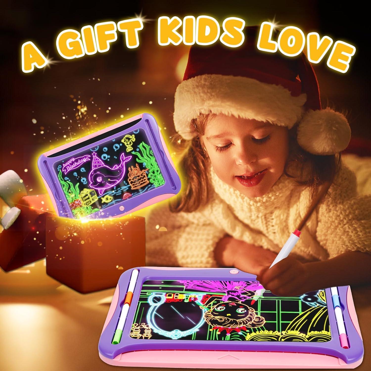 Tablero de Dibujo LED YUBALEER Rosa Grande con 9 Tarjetas