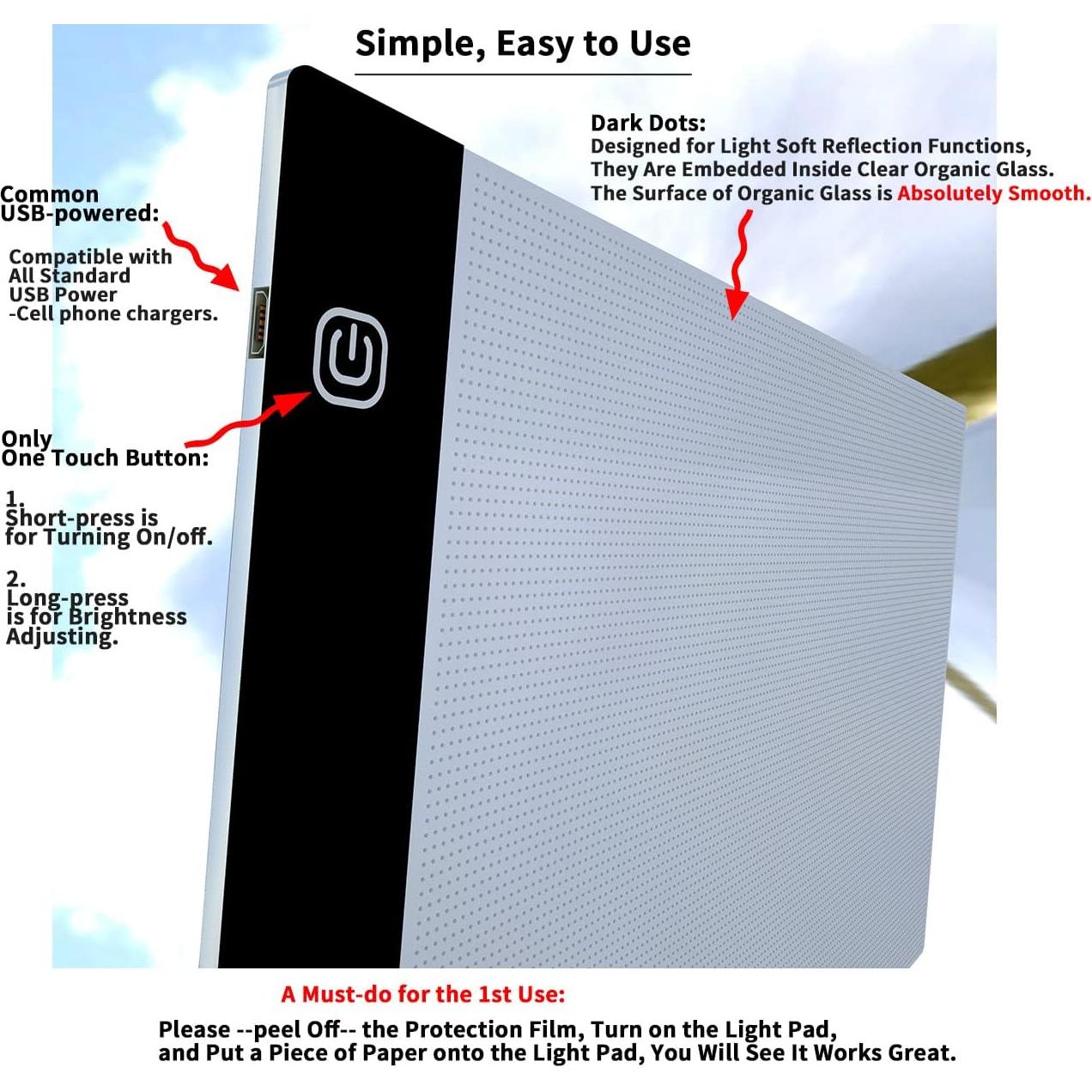 Caja de Luz A4 Genérico LED para Trazar y Dibujar 33x22cm