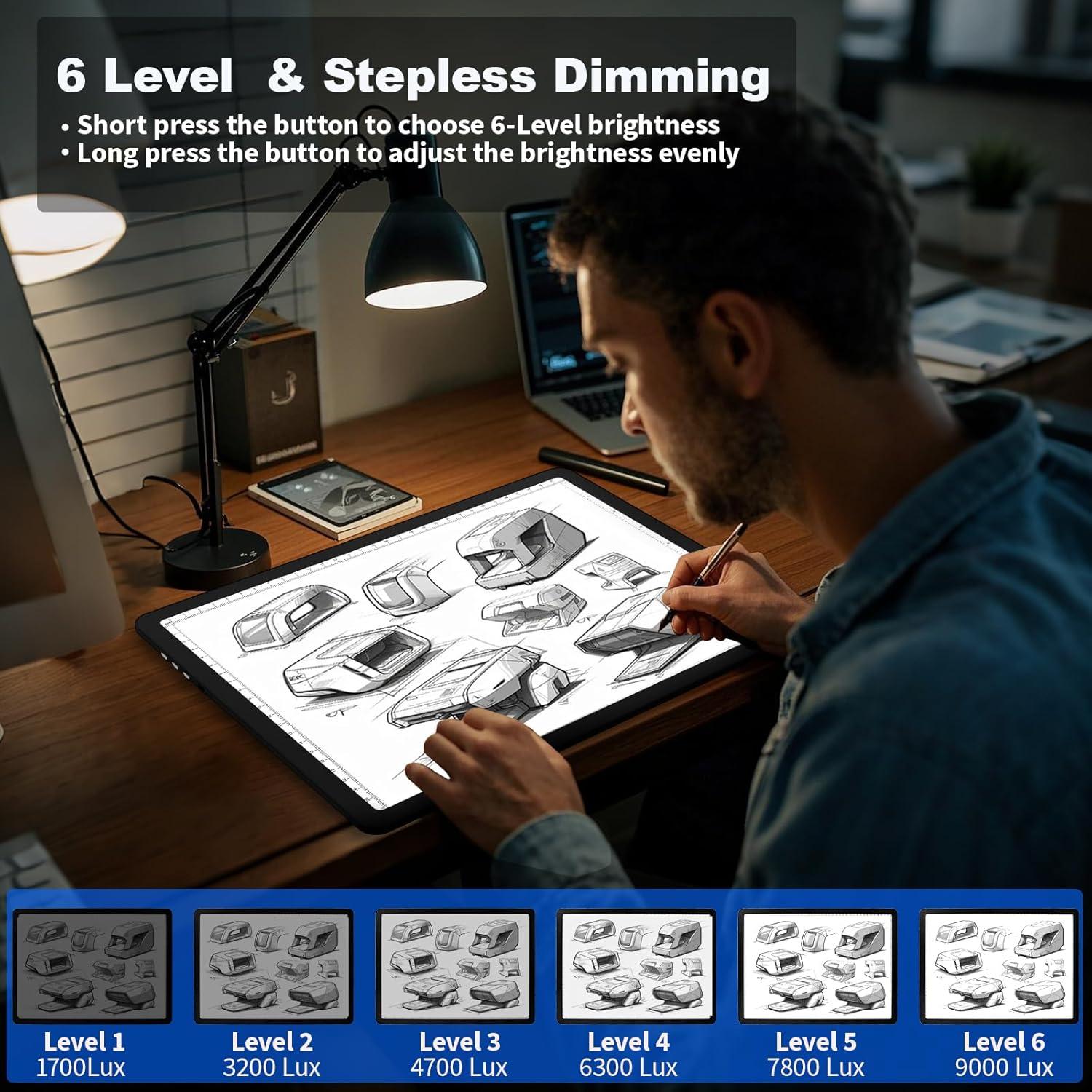 Tableta de Luz LED Elice A4 Recargable Magnética - Negra