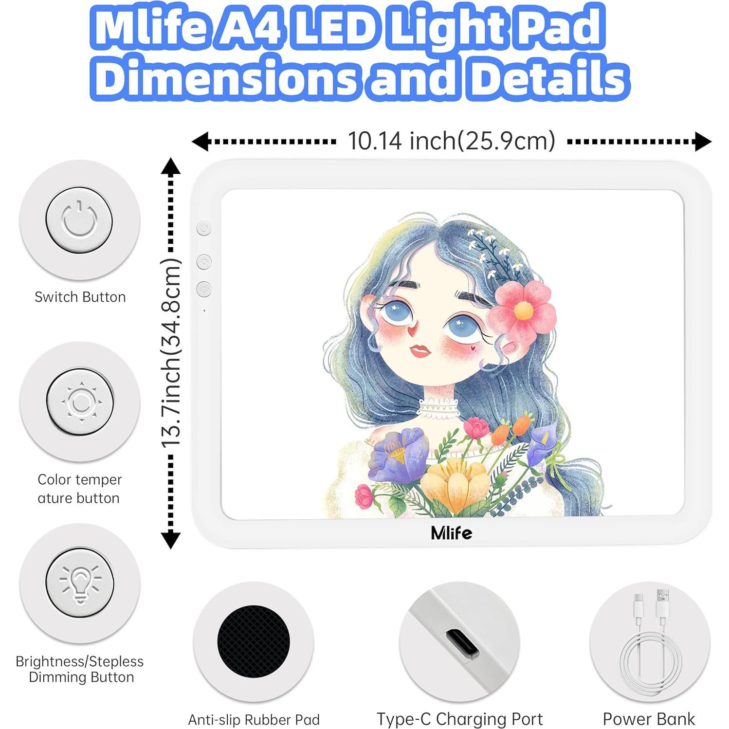 Tableta de Luz Mlife A4 Recargable Verde Claro 8860 Lux