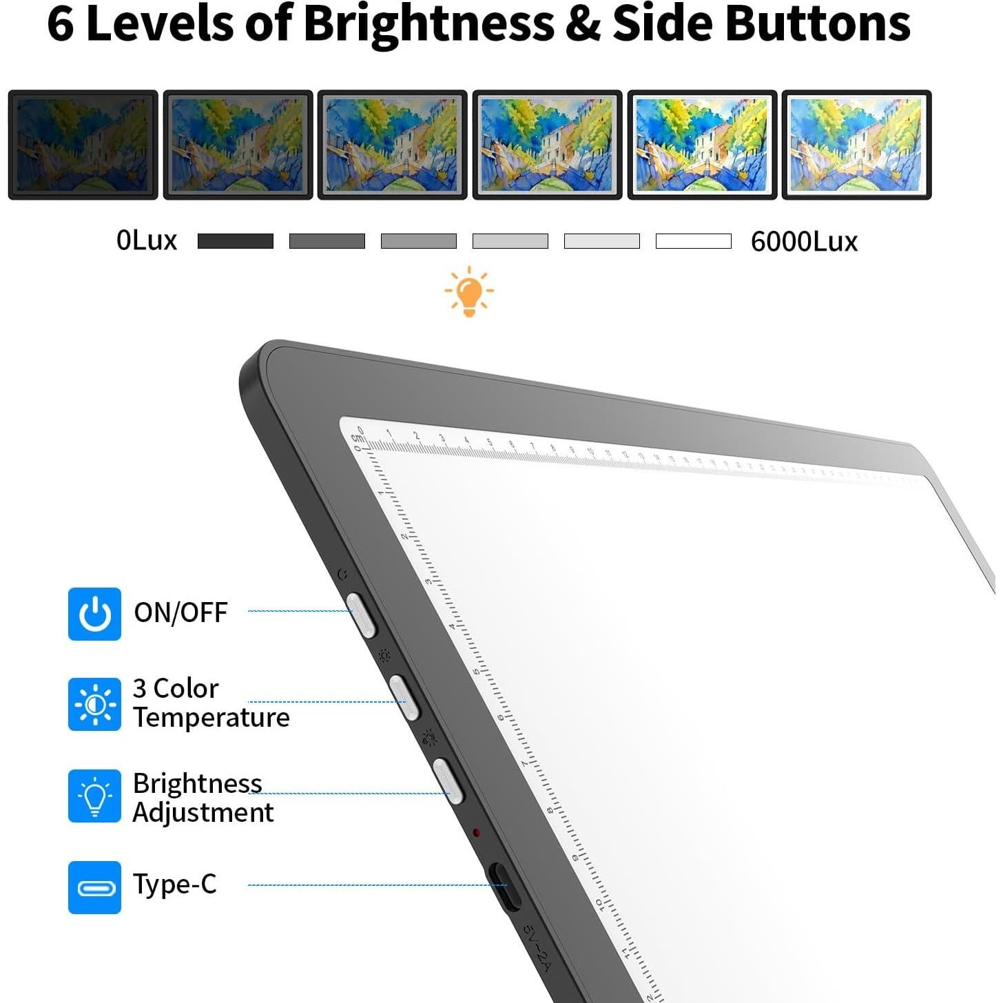 Mesa de Luz A4 TSOCOS 11000 Lux con 3 Colores y 6 Brillos