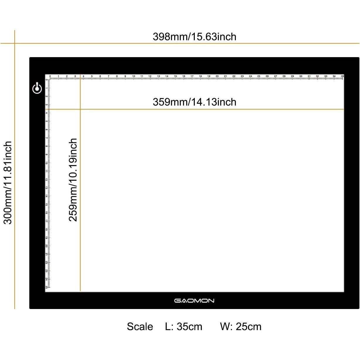 Caja de Luz LED GAOMON GB4 5mm Ultradelgada USB 398x300mm