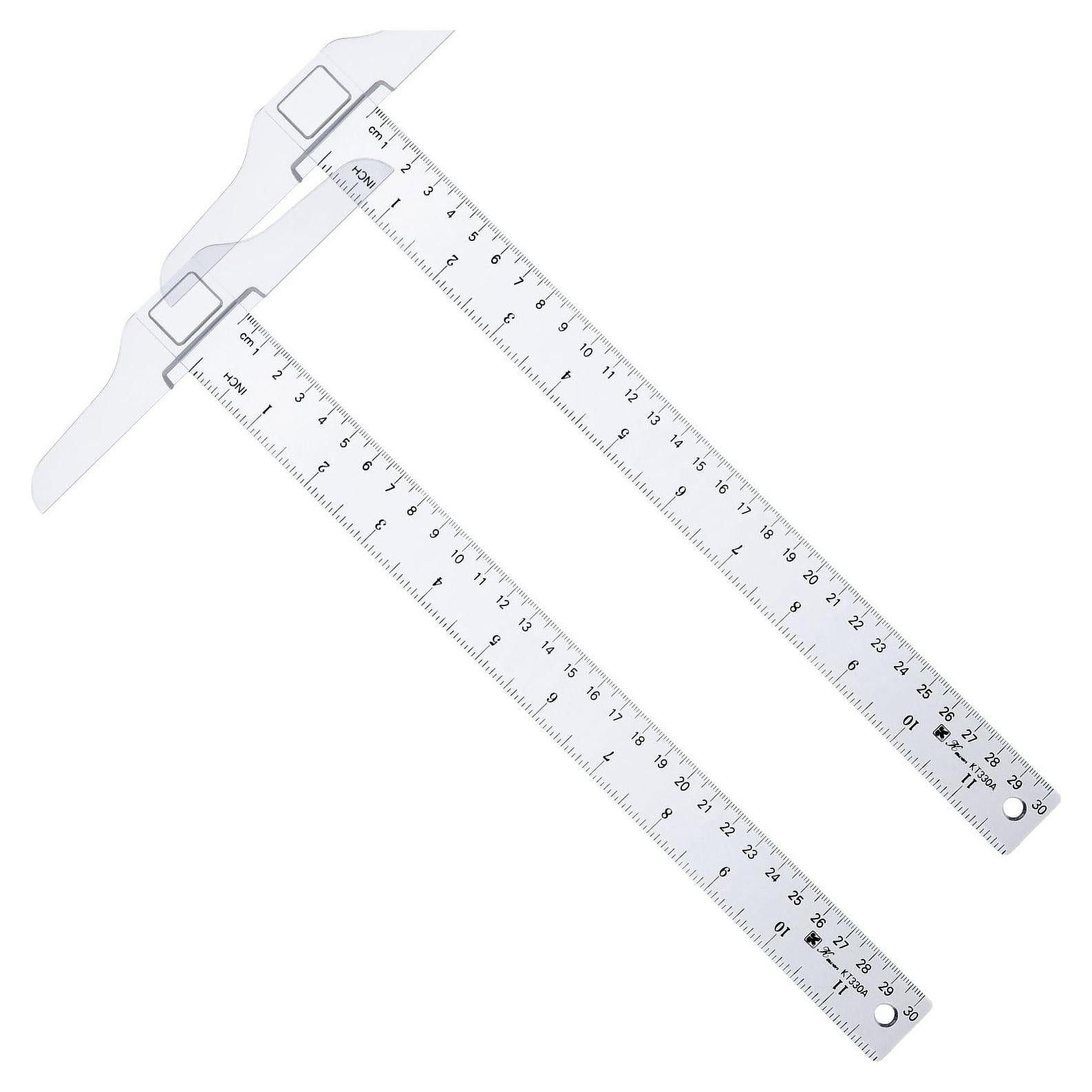 Regla T Plástica Transparente Pangda 30 cm - Paquete de 2