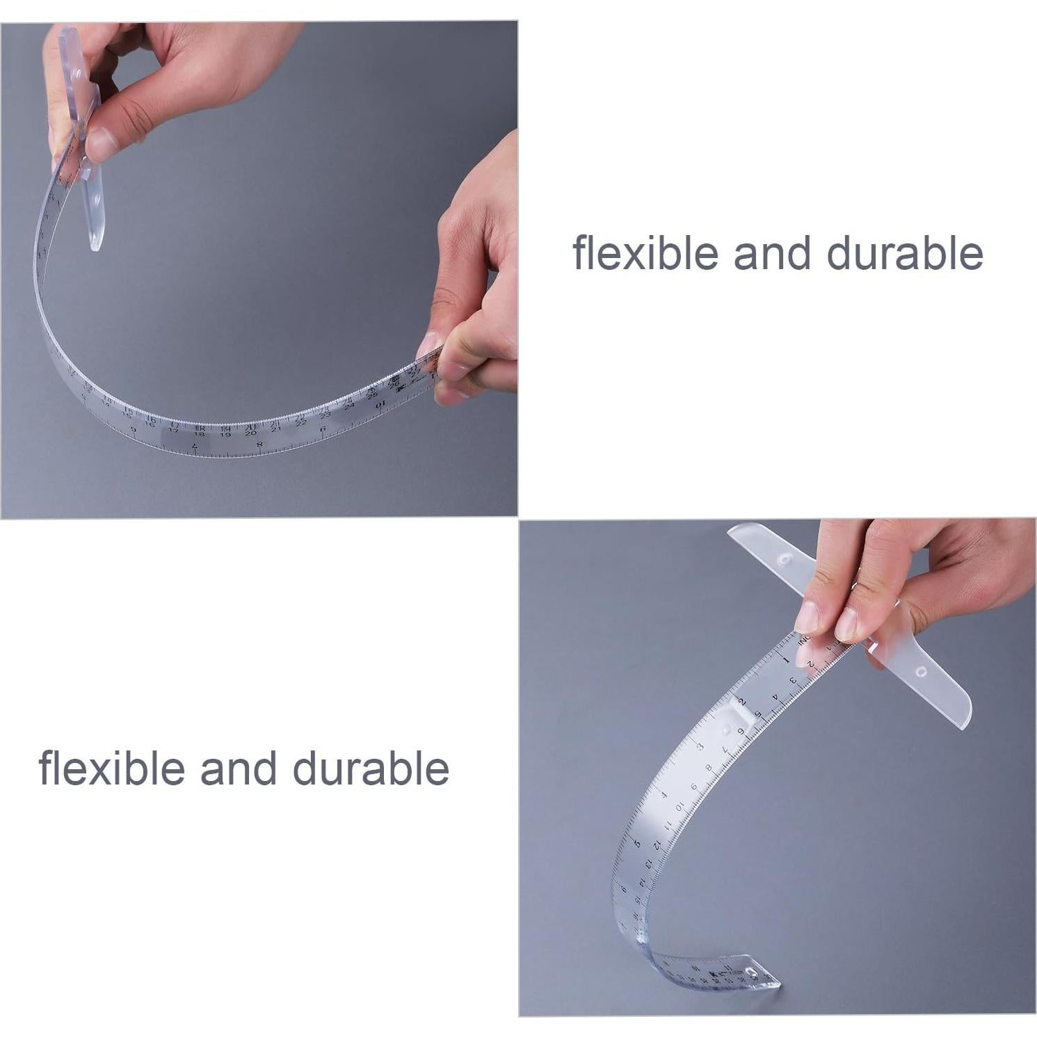 Regla T Plástica Transparente Pangda 30 cm - Paquete de 2