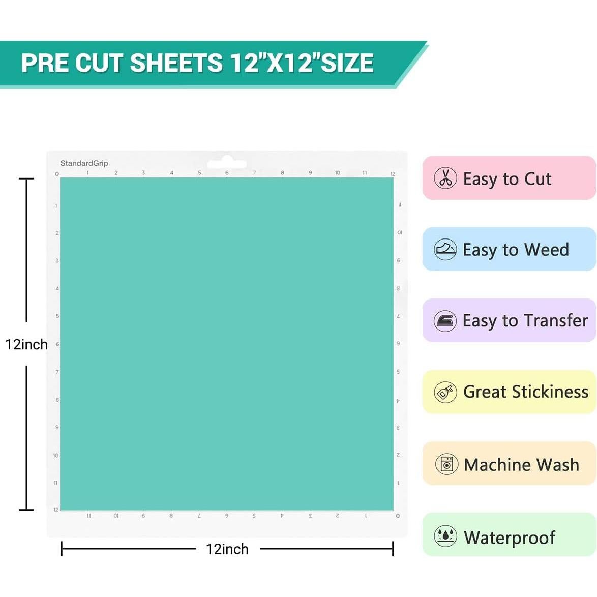 Paquete de 24 Vinilos de Transferencia de Calor HTVRONT 30x30 cm