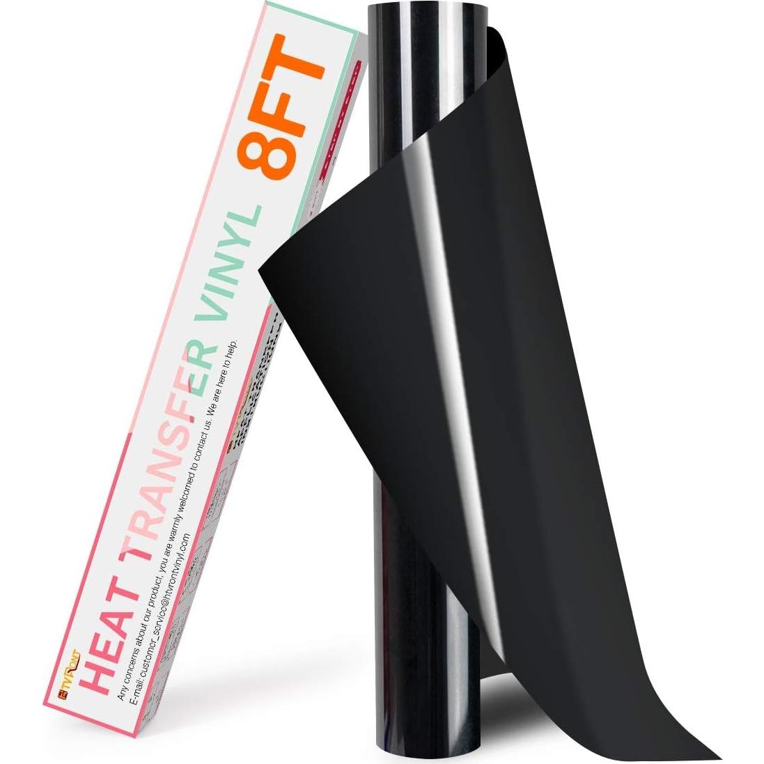 Vinilo HTV Negro 30.48cm x 2.44m HTVRONT para Camisetas