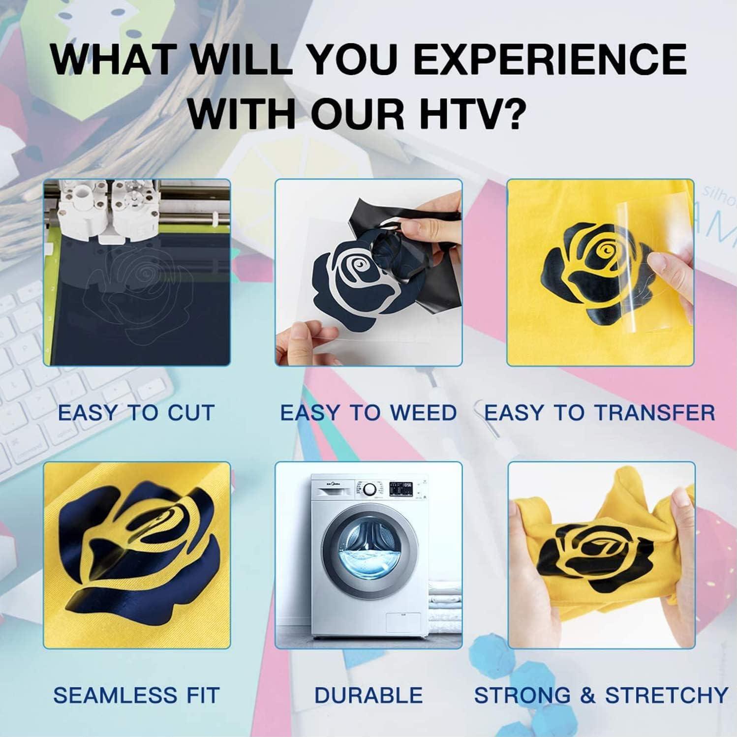 Vinilo HTV Negro 30.48cm x 2.44m HTVRONT para Camisetas