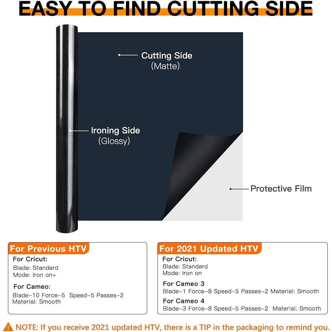 Vinilo HTV Negro 30.48cm x 2.44m HTVRONT para Camisetas