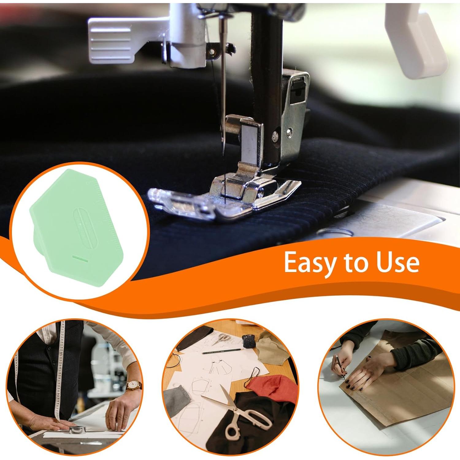 Upgraded Magnetic Seam Guide for Sewing Machine，Polygonal Sewing Seam Guide with Scale，Multi-Purpose Tool Magnetic Sewing Guide， Universal Sewing Accessories and Supplies（Green）
