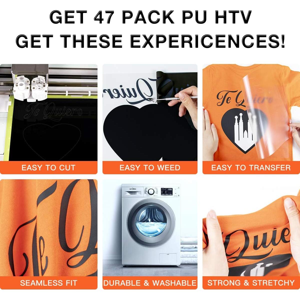 Paquete de Vinilo de Transferencia de Calor HTVRONT 47 Piezas 30.48x25.4 cm