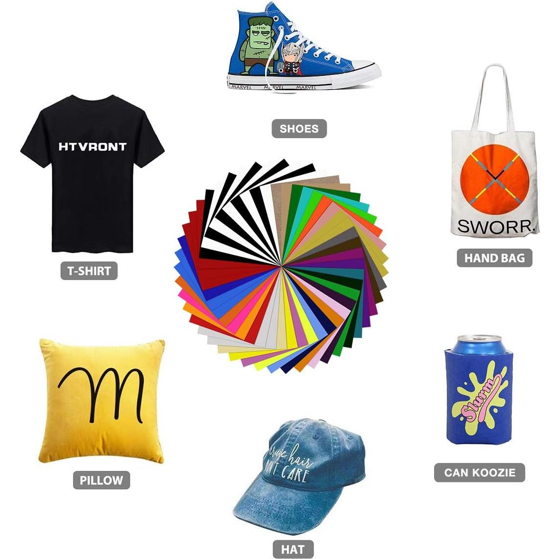 Paquete de Vinilo de Transferencia de Calor HTVRONT 47 Piezas 30.48x25.4 cm