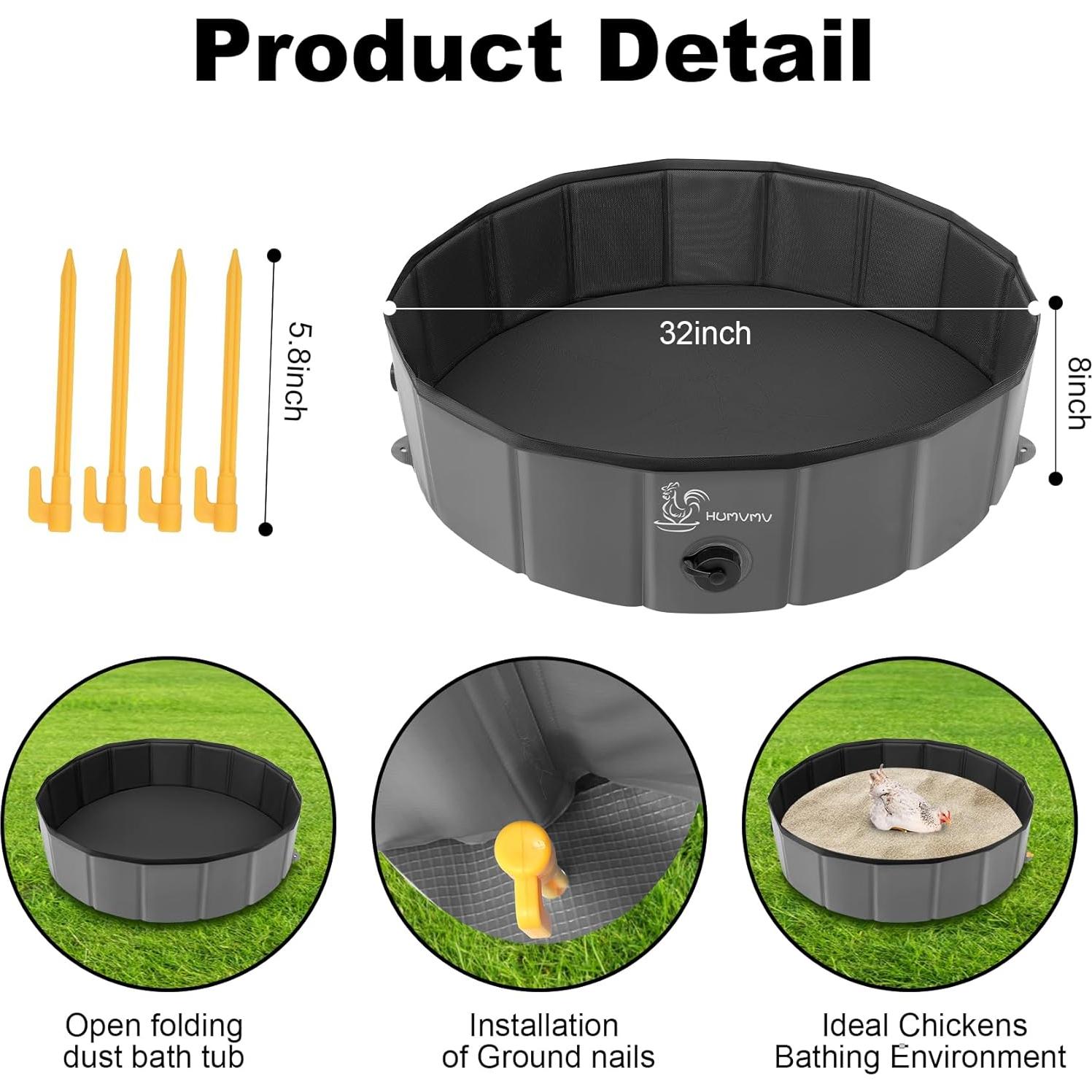 Bañera de Polvo para Pollos HUMVMV 81.28 cm Plegable PVC