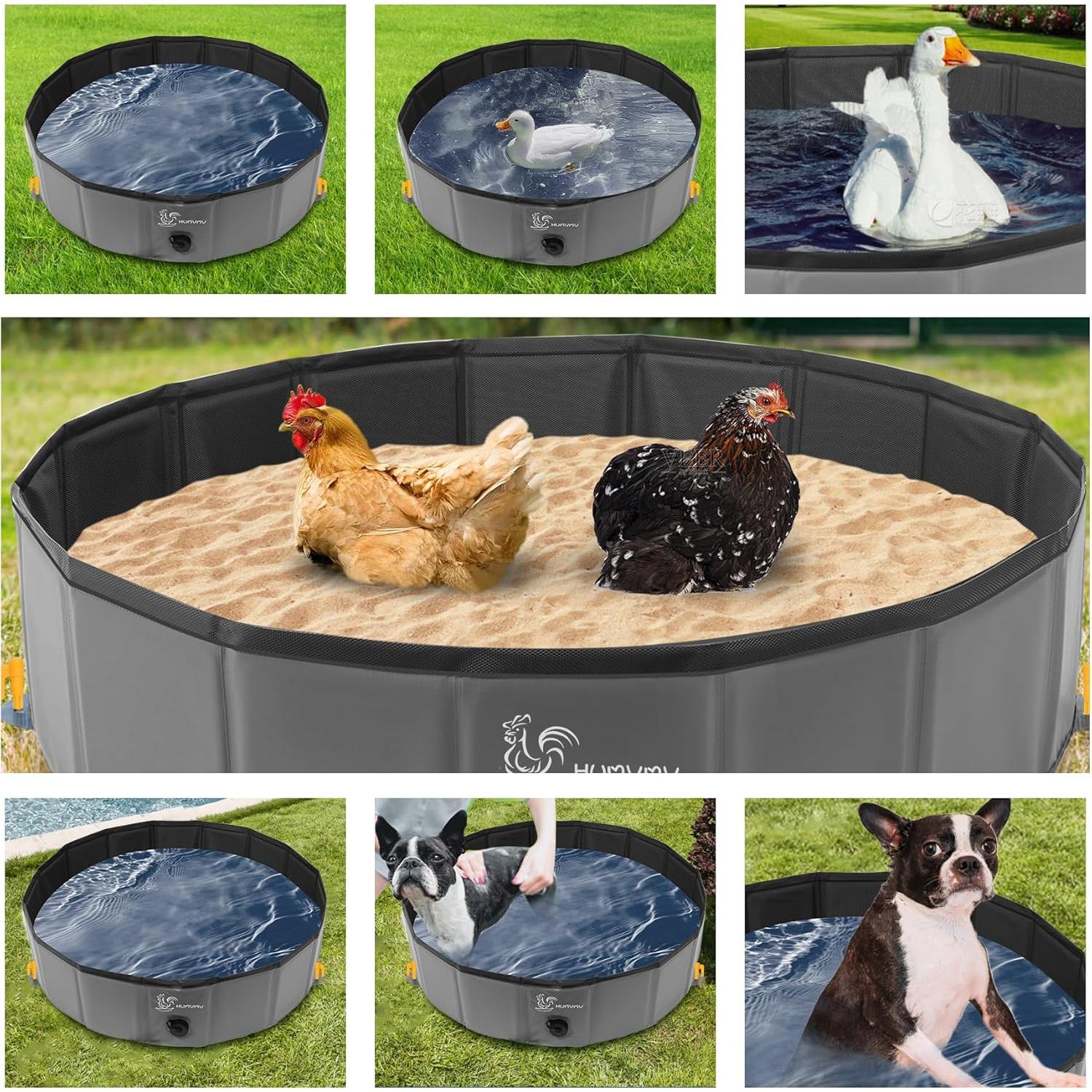 Bañera de Polvo para Pollos HUMVMV 81.28 cm Plegable PVC