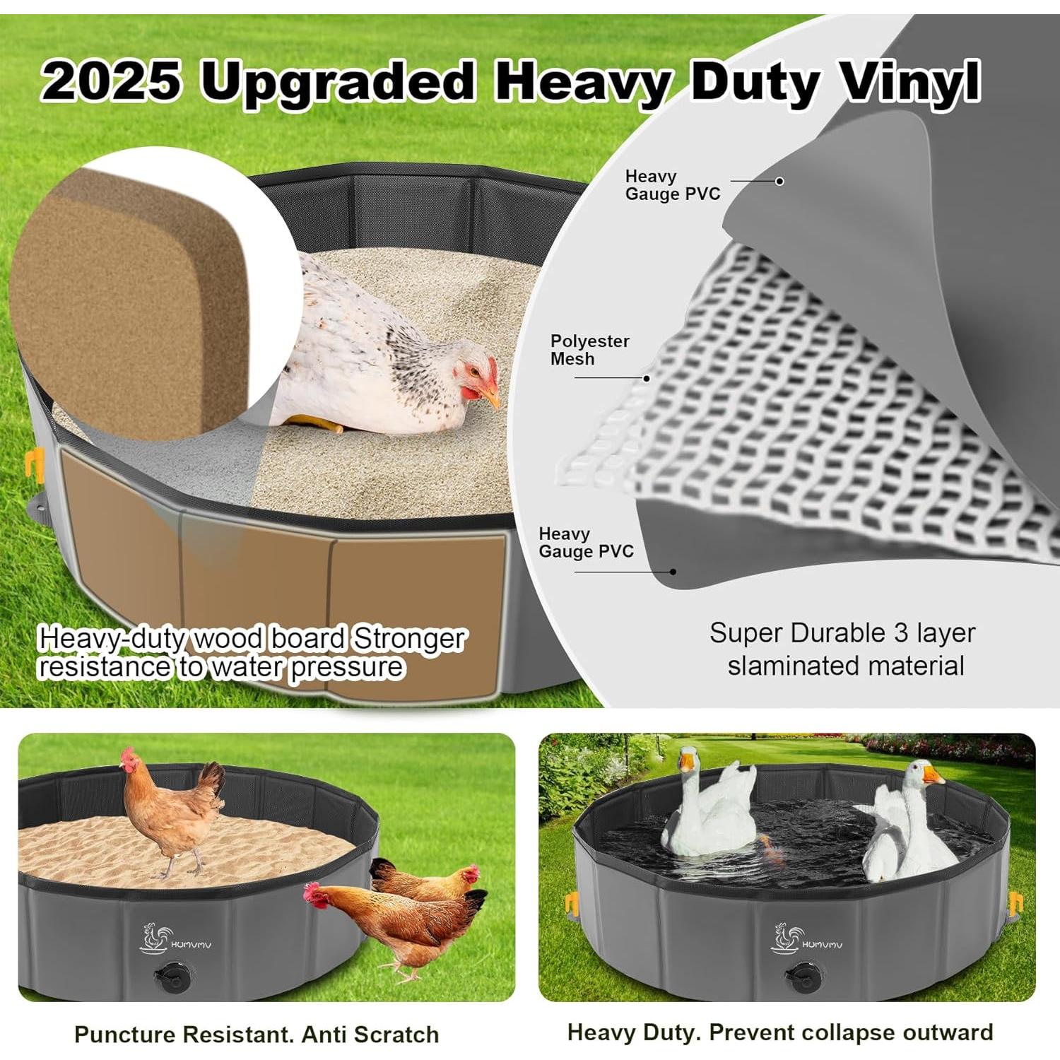 Bañera de Polvo para Pollos HUMVMV 81.28 cm Plegable PVC