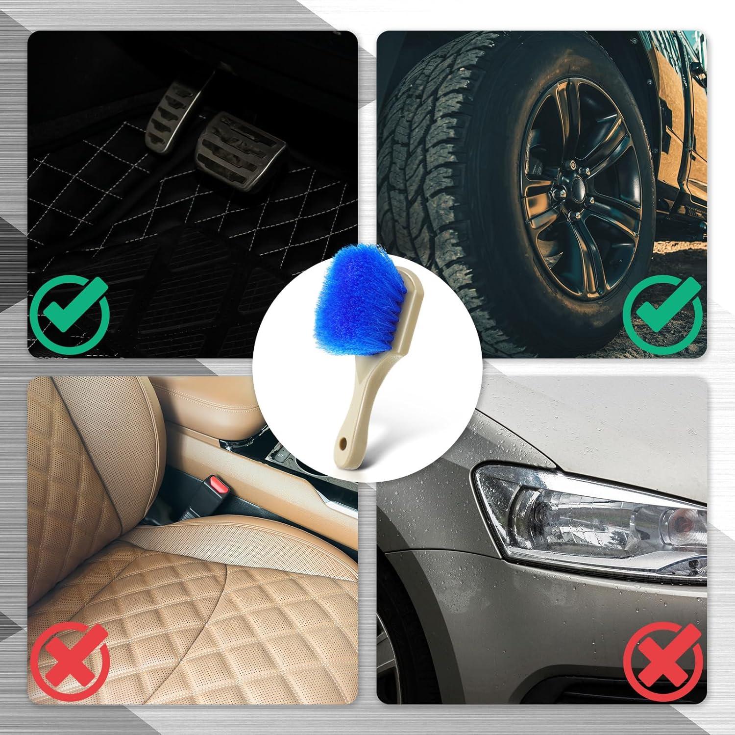 Kit de Cepillos de Limpieza de Auto Vesici 3 Piezas Azul