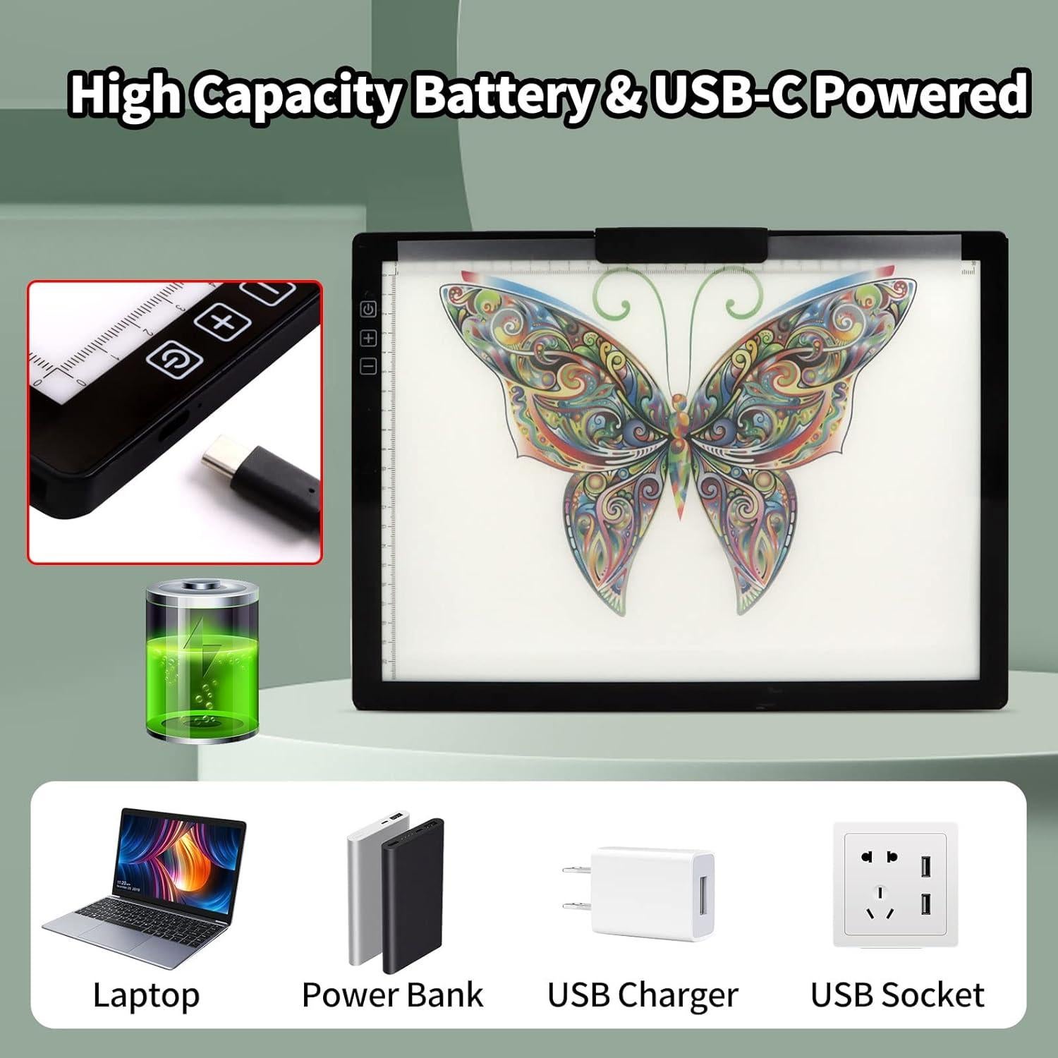 Tableta de Luz LED A4 Inalámbrica iVAOOZE con Soporte y Clip