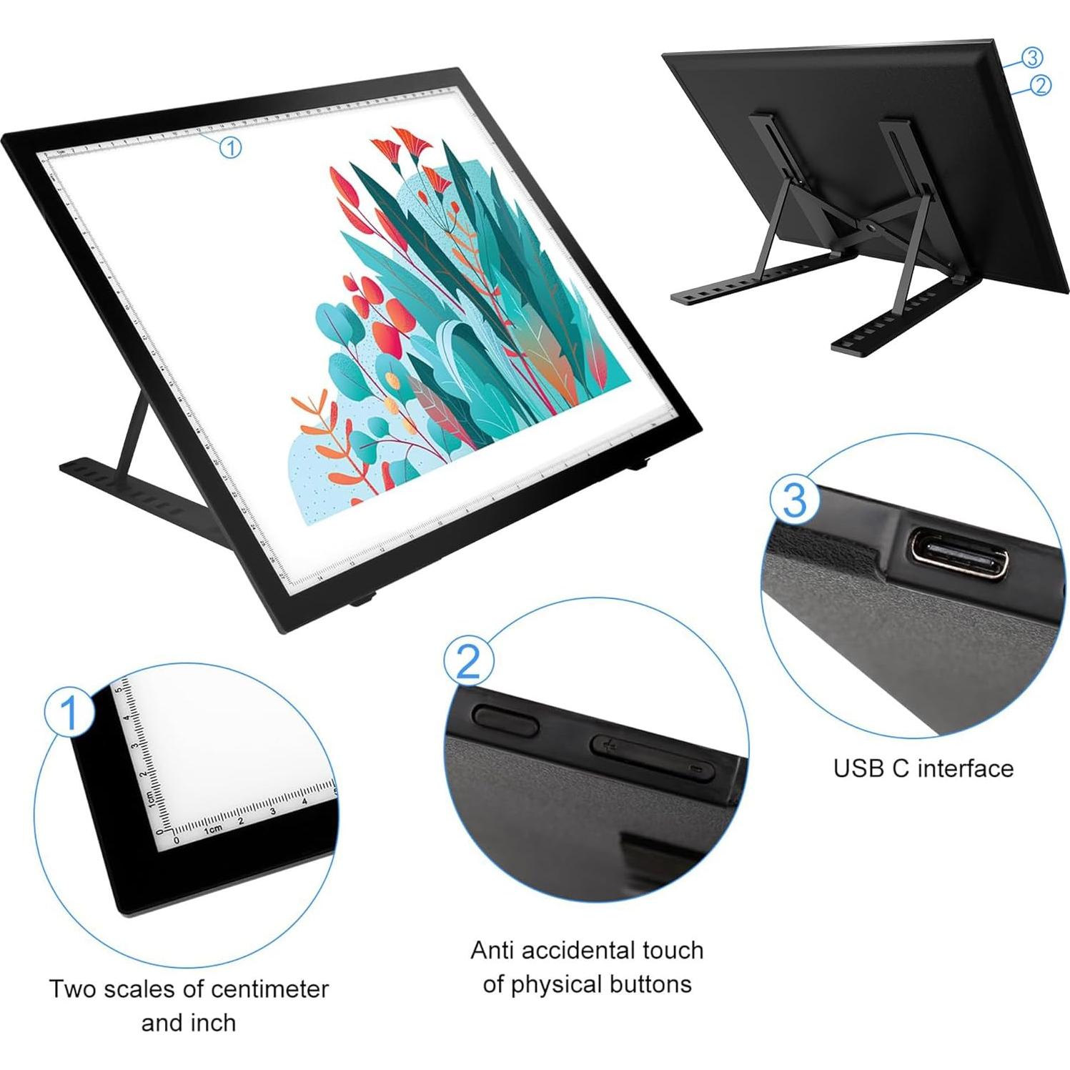 DONPODER A3 Luz Pad LED con Soporte 5500 Lux para Arte