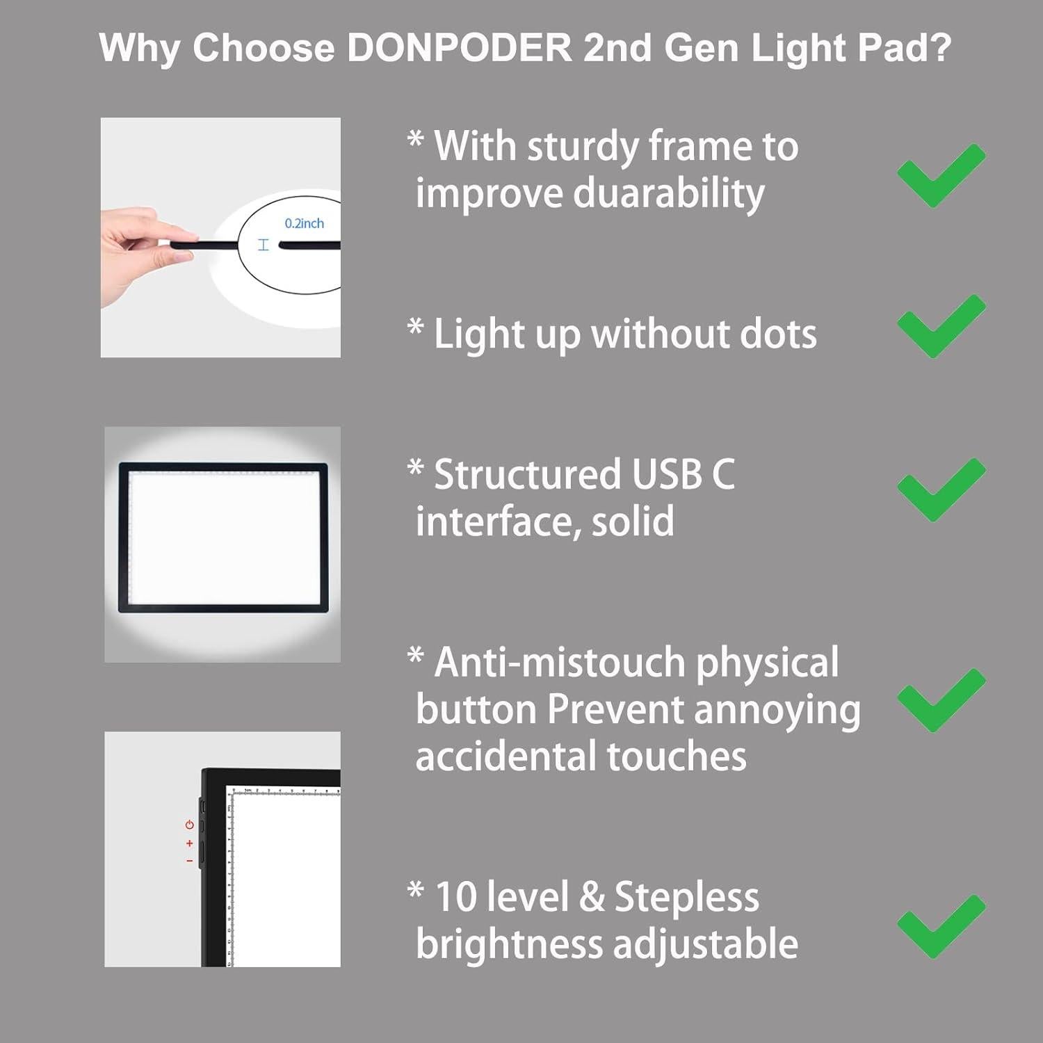 DONPODER A3 Luz Pad LED con Soporte 5500 Lux para Arte