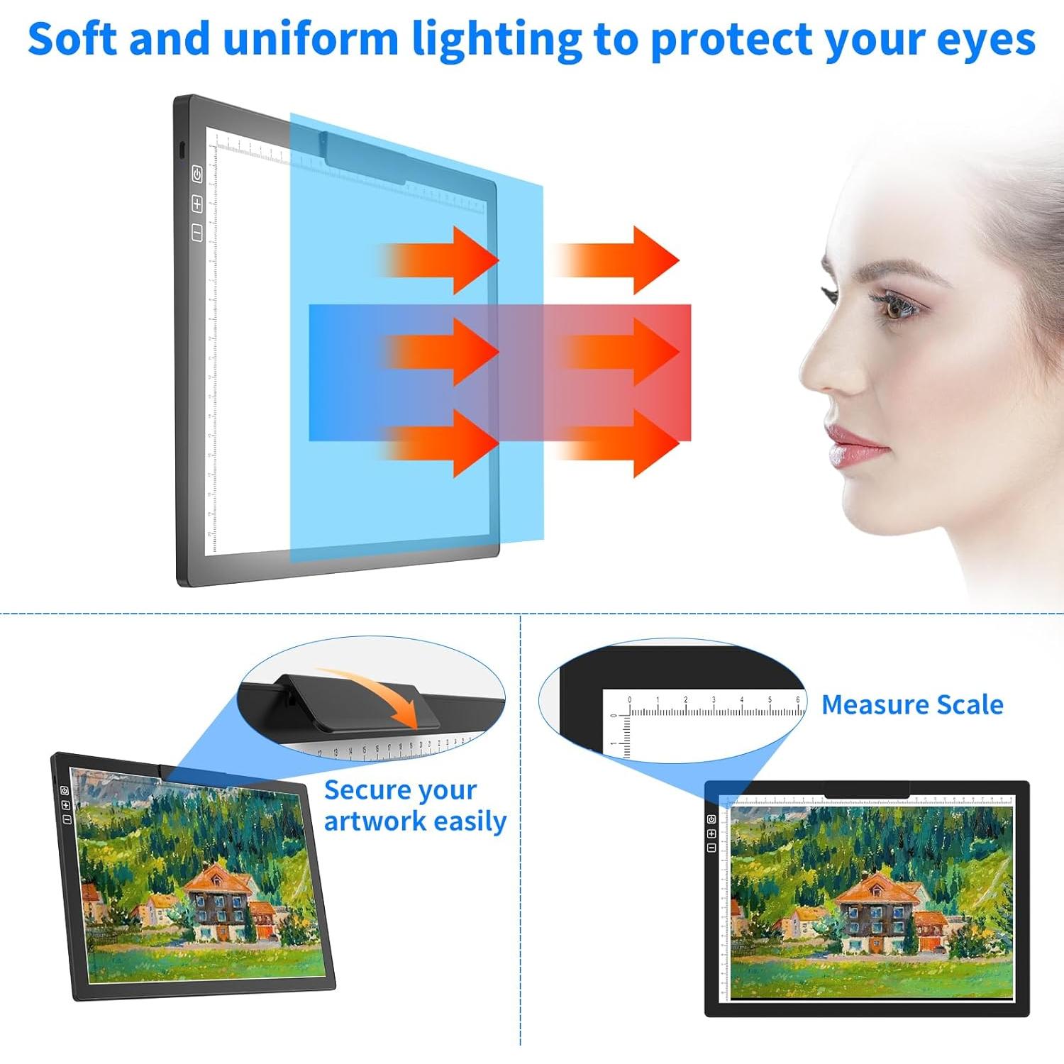 Tableta de Luz A4 HIUKCOLED Recargable con Brillo Ajustable