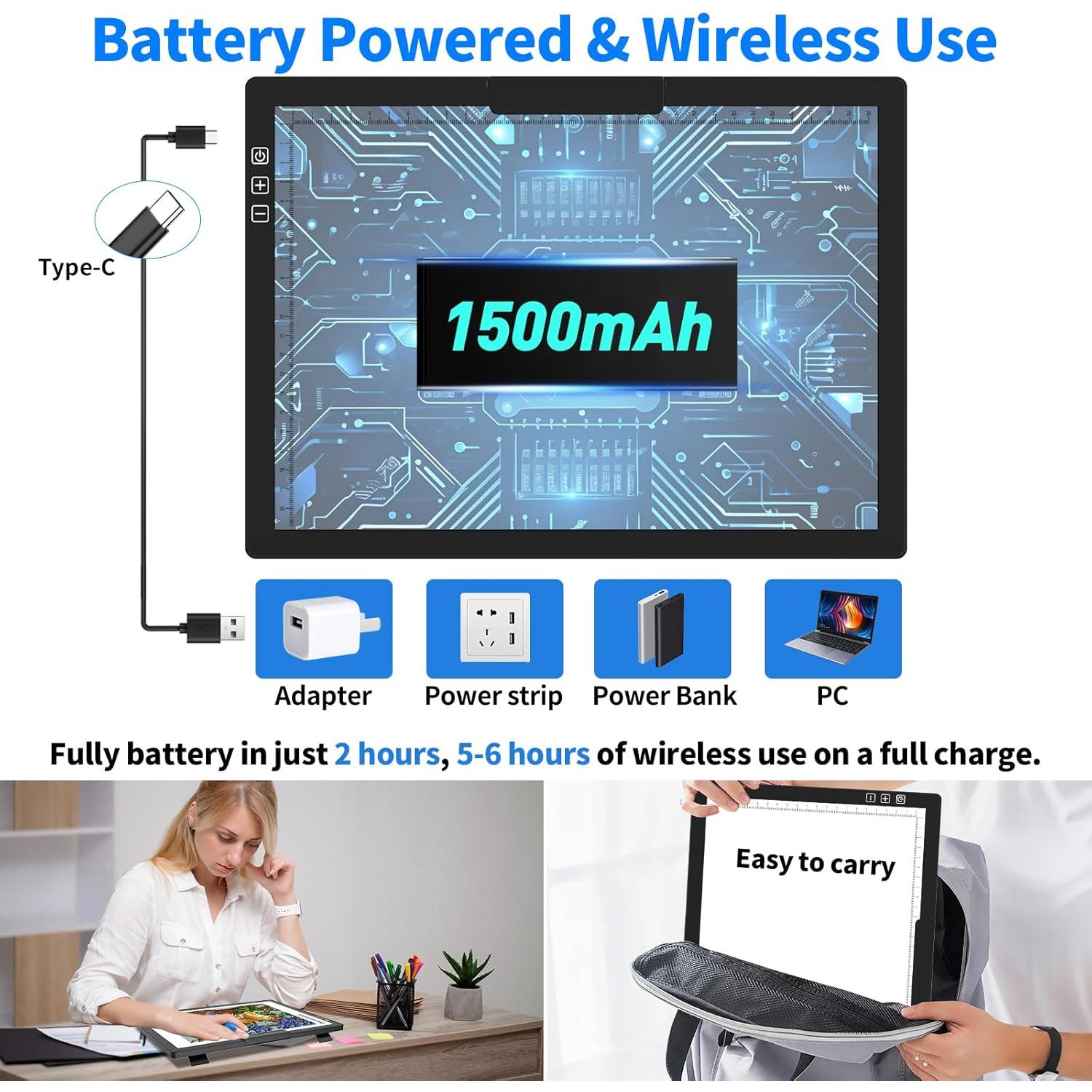 Tableta de Luz A4 HIUKCOLED Recargable con Brillo Ajustable