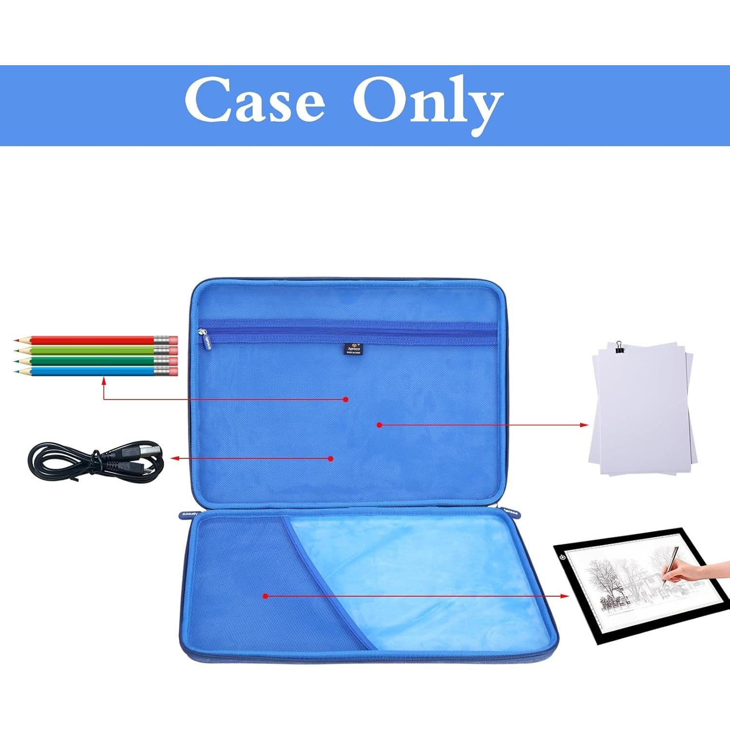 Funda Dura Portátil Aproca Azul para Tableta Luz LED A4