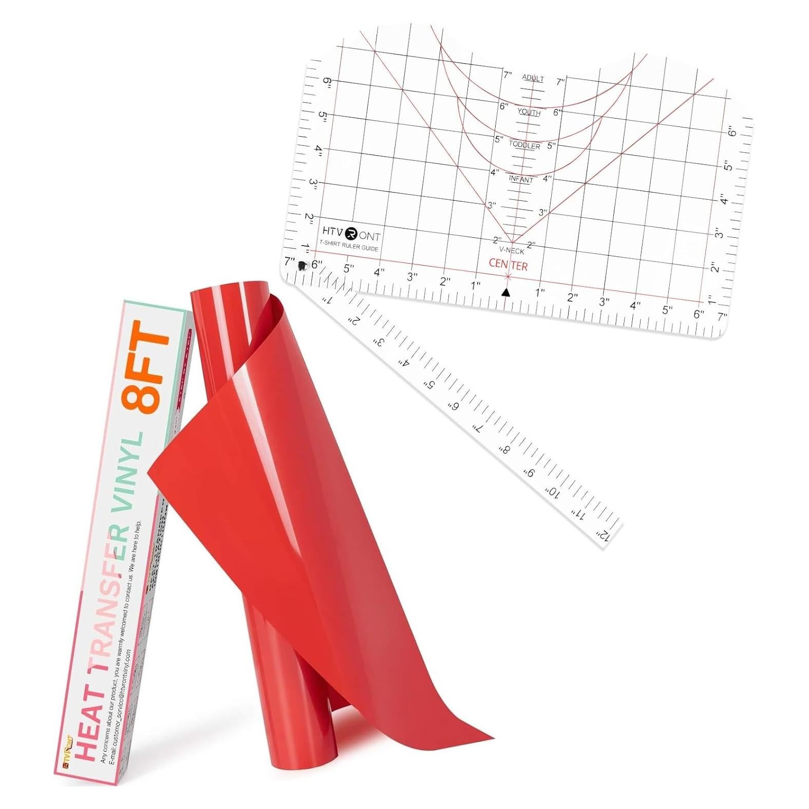 Vinilo HTV Rojo 30.48 cm x 2.44 m HTVRONT para Transferencia de Calor