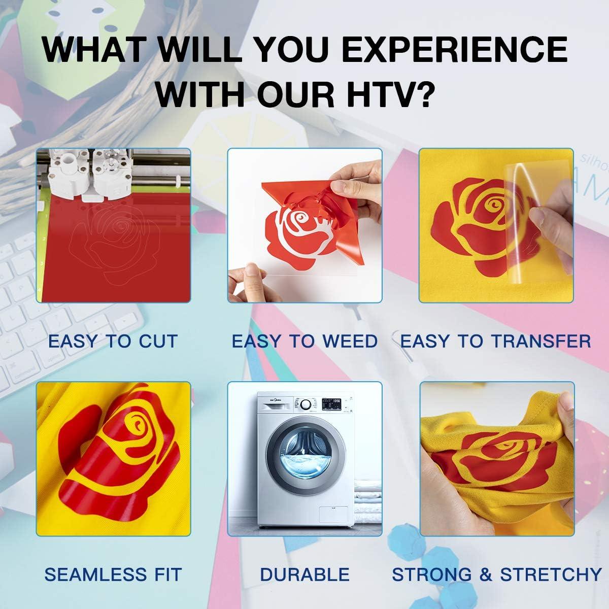 Vinilo HTV Rojo 30.48 cm x 2.44 m HTVRONT para Transferencia de Calor