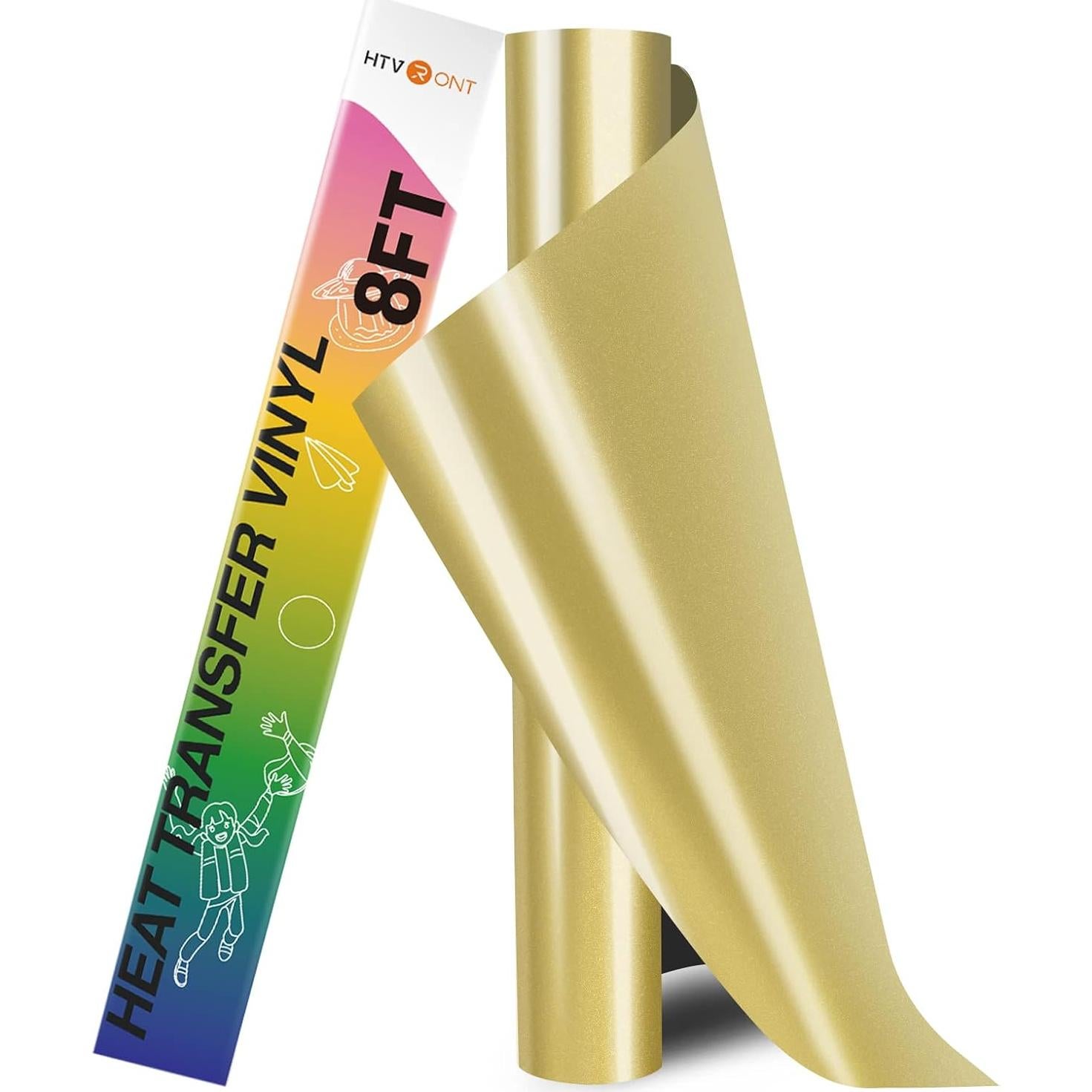 Vinilo de Transferencia Térmica HTVRONT 30.48x244 cm Oro