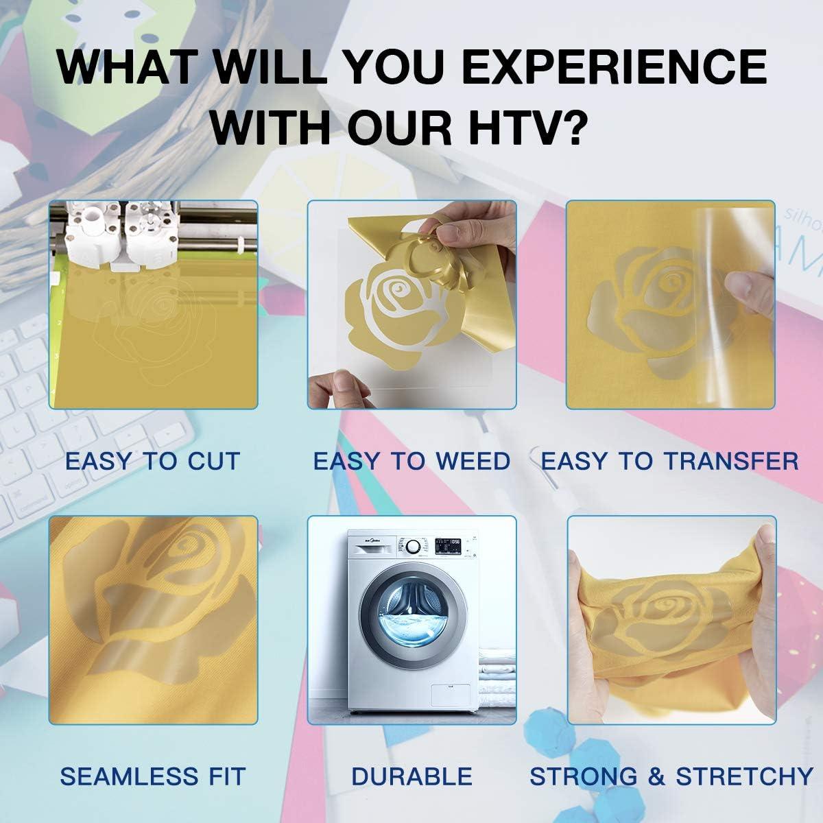 Vinilo de Transferencia Térmica HTVRONT 30.48x244 cm Oro