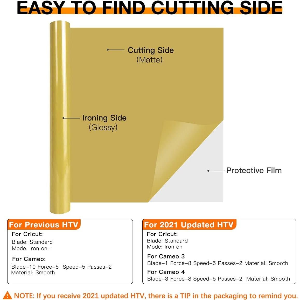 Vinilo de Transferencia Térmica HTVRONT 30.48x244 cm Oro