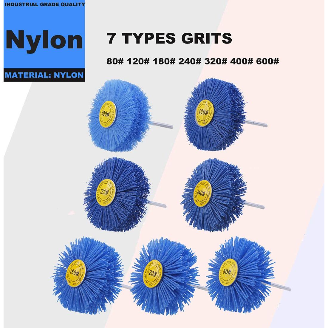 Paquete de 7 Cepillos de Rueda Abrasivos Mixiflor 80-600 Granos