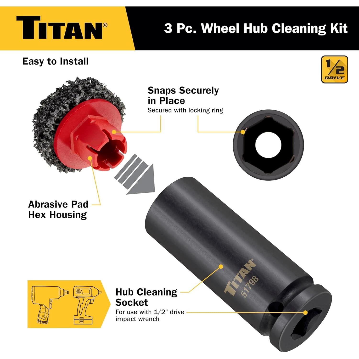 Kit de Limpieza de Cubos de Rueda Titan 51798 - 2 Pulgadas