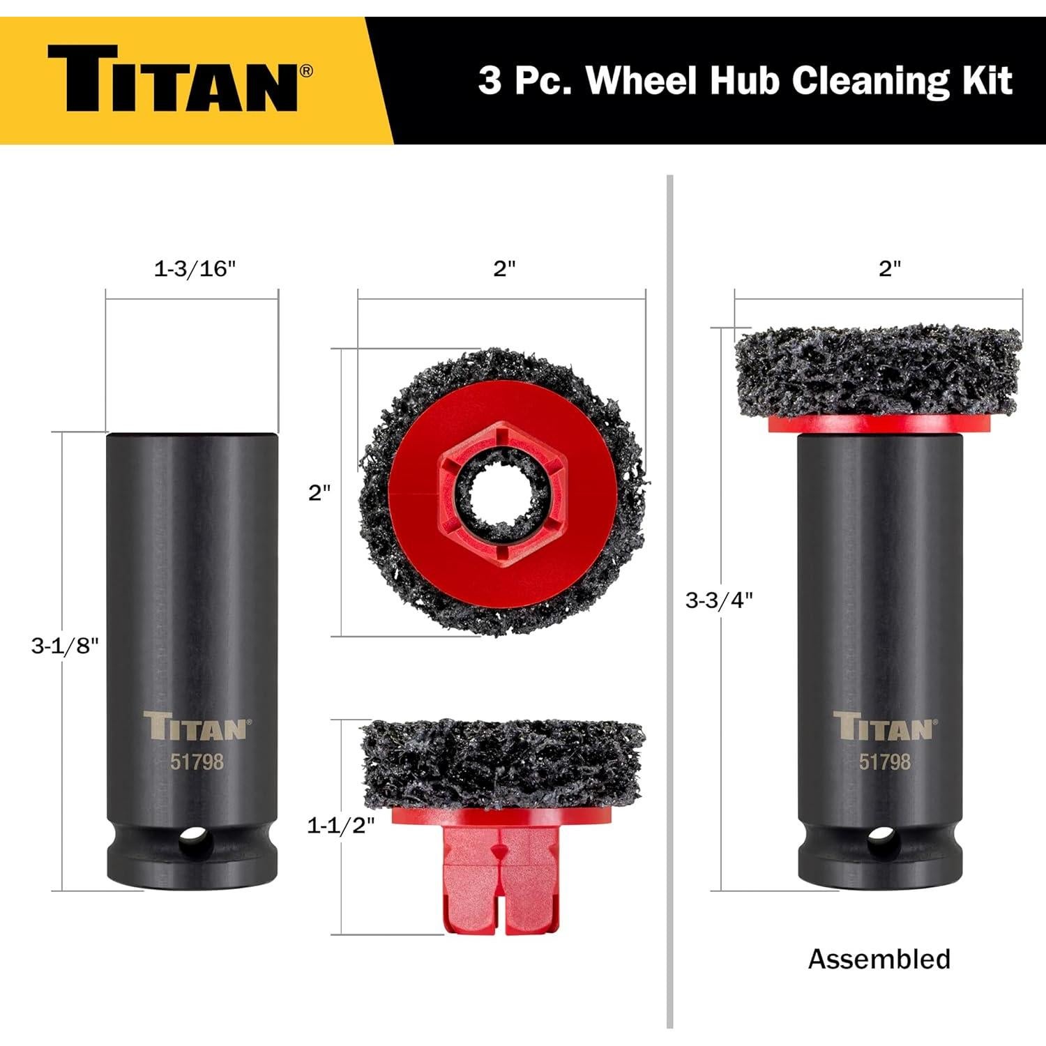 Kit de Limpieza de Cubos de Rueda Titan 51798 - 2 Pulgadas
