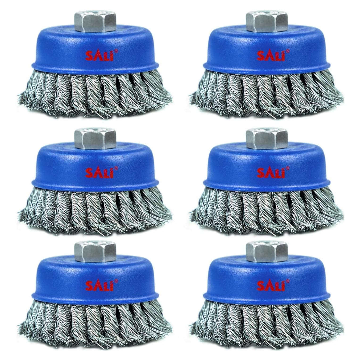 Paquete de 6 Cepillos de Copa de Alambre Trenzado SALI 100 mm