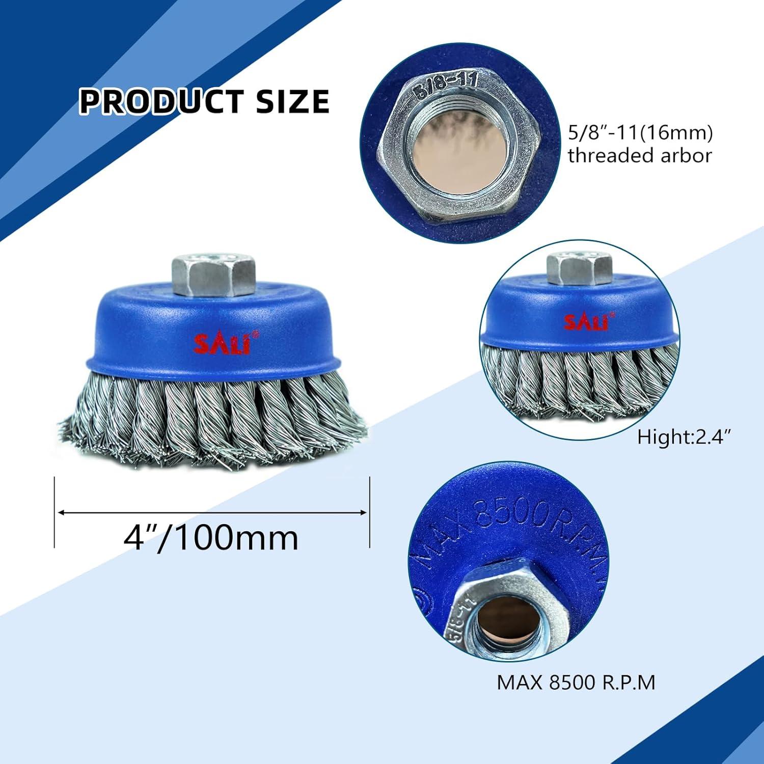 Paquete de 6 Cepillos de Copa de Alambre Trenzado SALI 100 mm