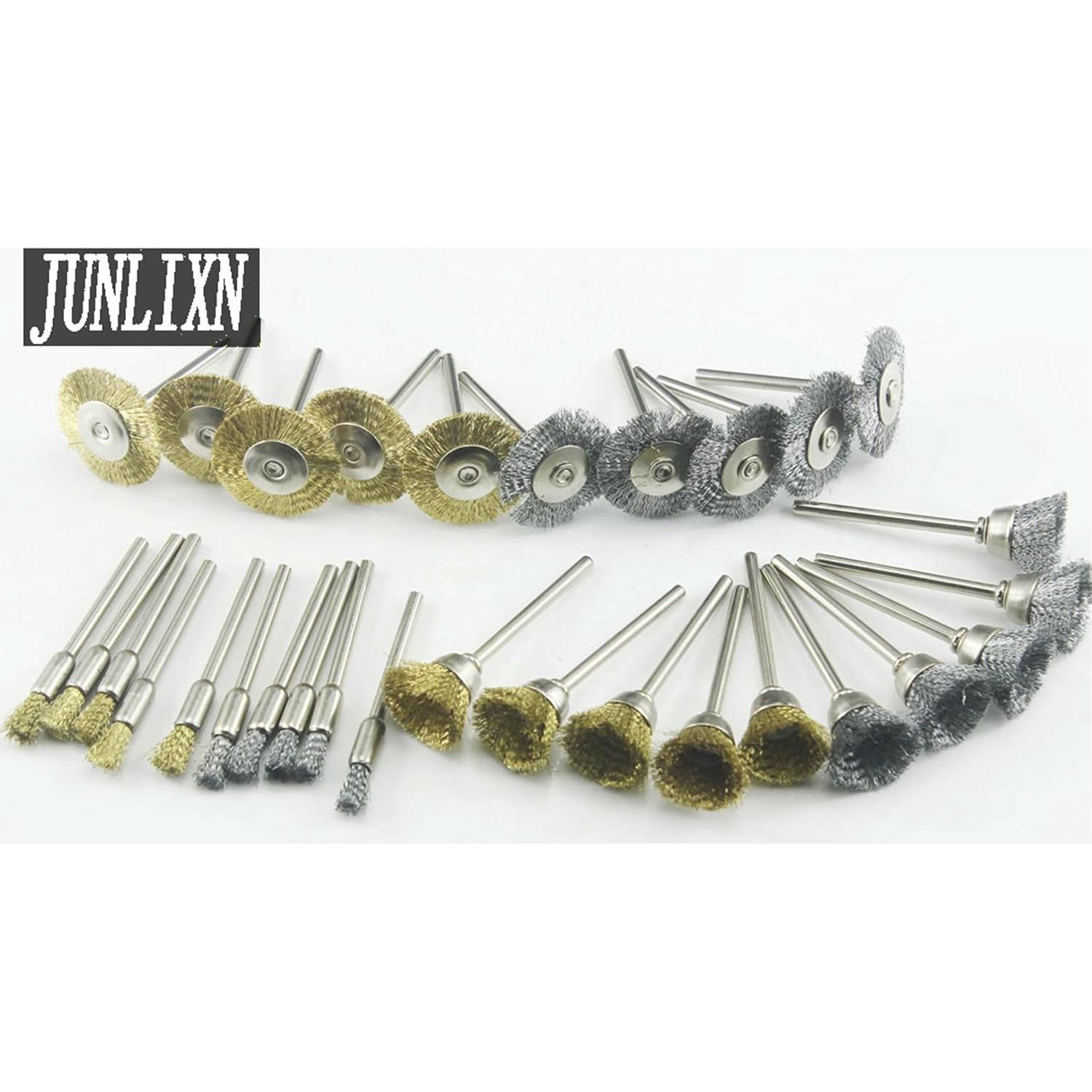 Juego de 30 cepillos de alambre JUNLIXN 3.18 mm para Dremel