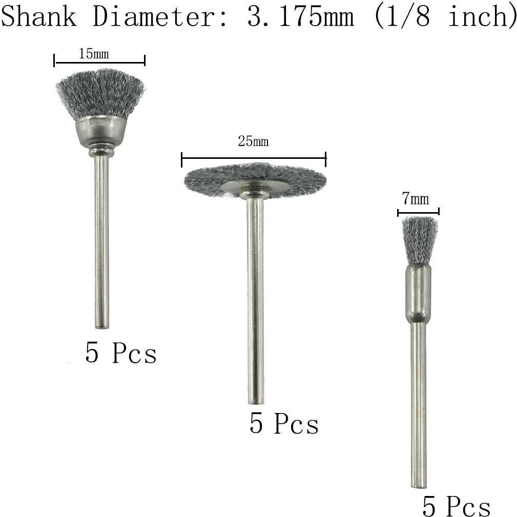 Juego de 30 cepillos de alambre JUNLIXN 3.18 mm para Dremel
