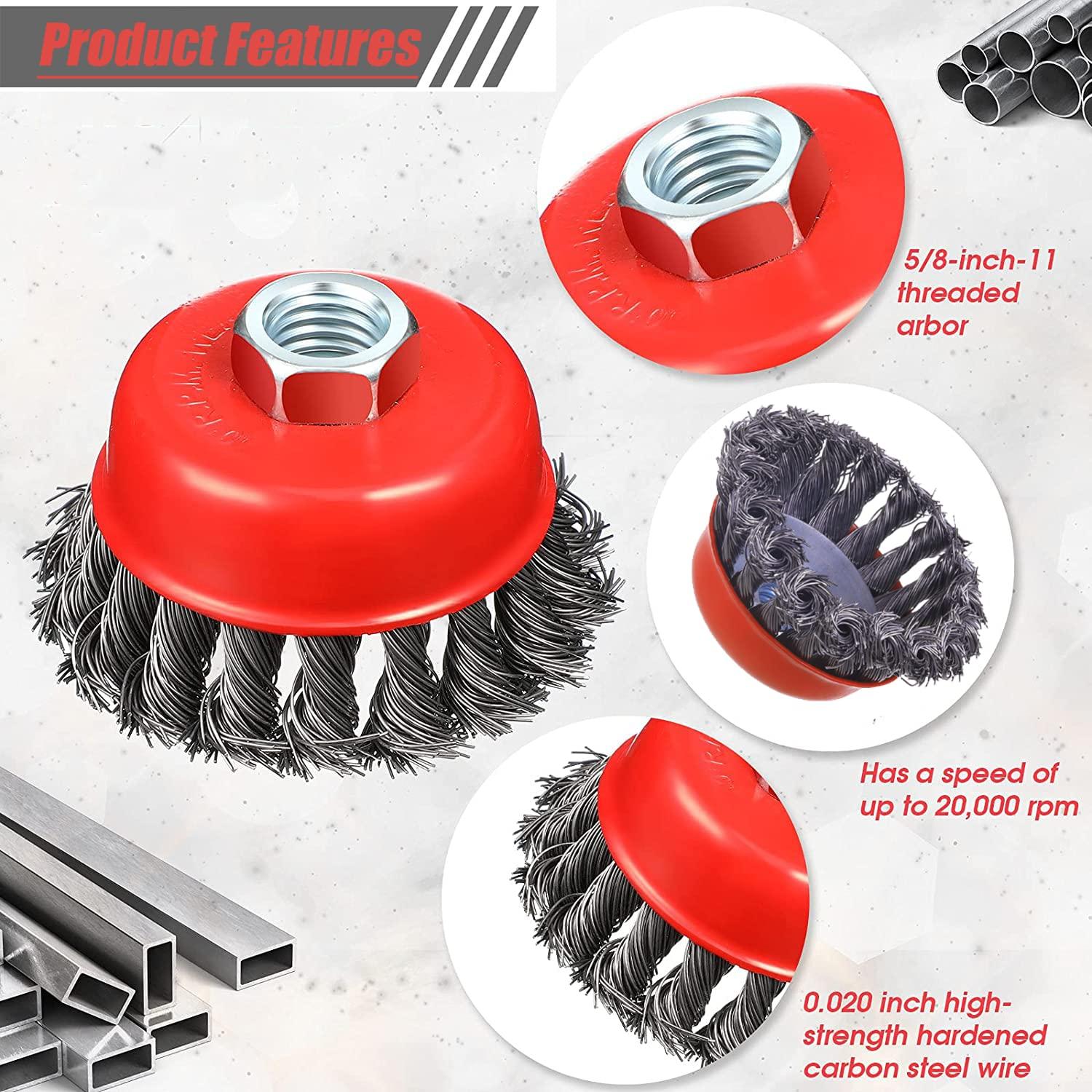 Cepillo de Copa de Alambre WENORA 3" para Amoladora Angular - Paquete de 4