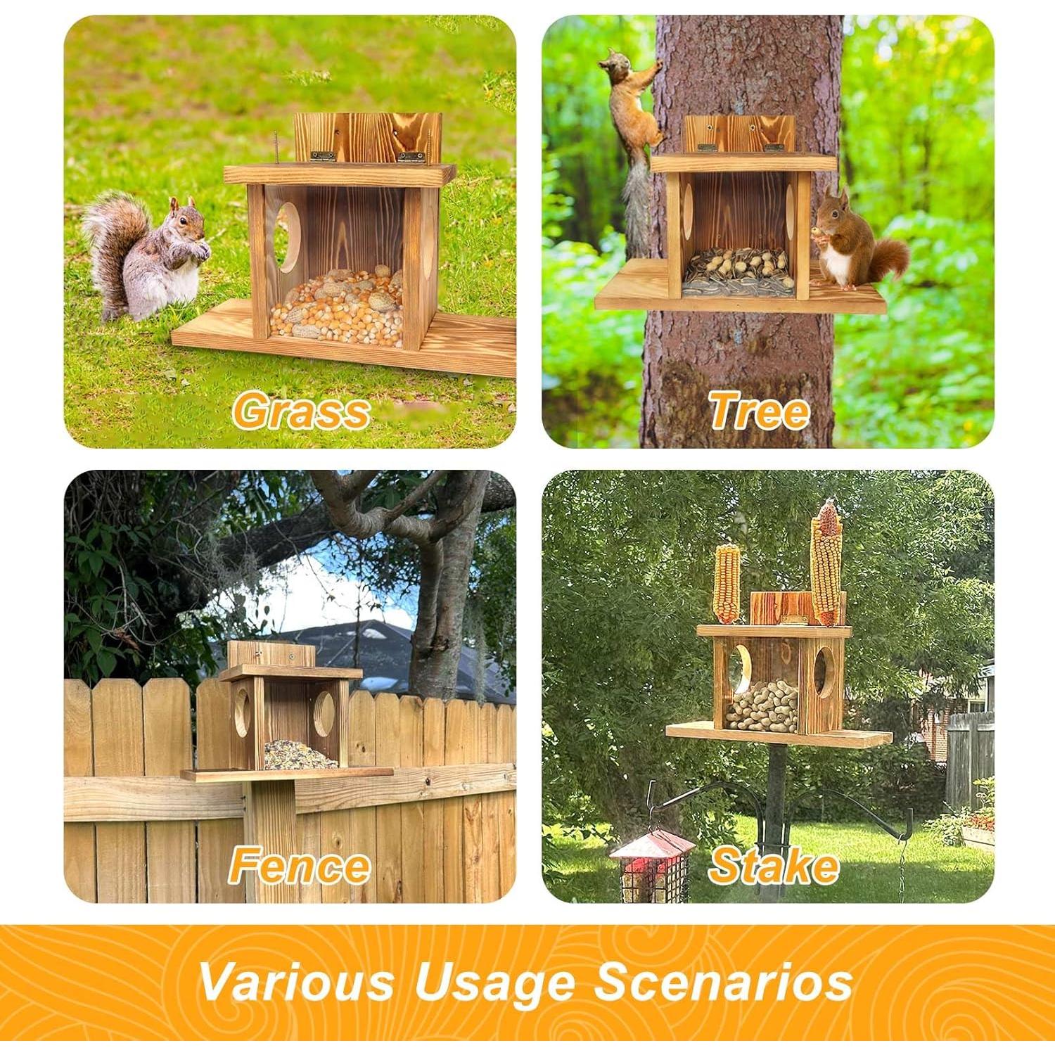 Comedero para Ardillas de Madera Carbonizada Kaiciuss 1.27kg