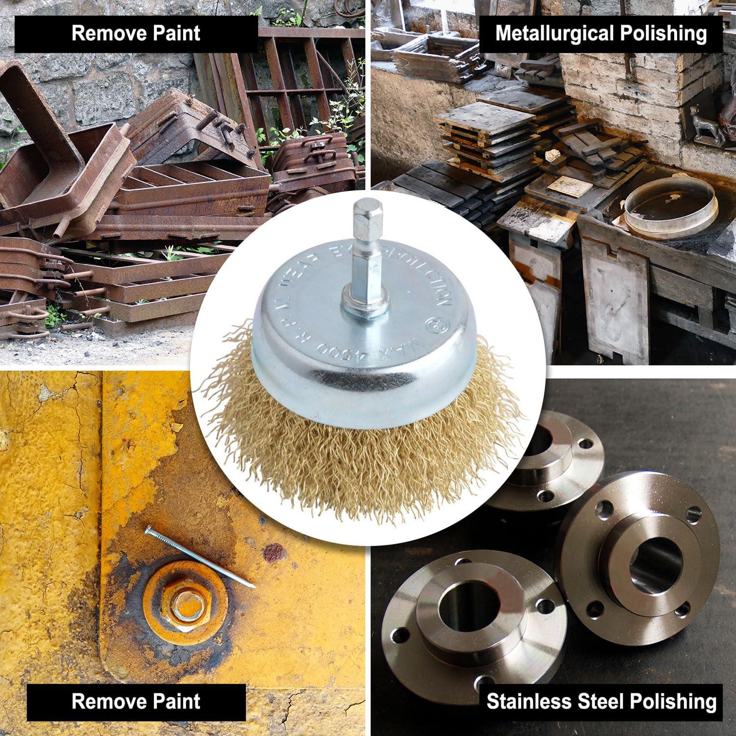 Cepillo de Copa de Alambre Gunpla 76mm con Vástago Hexagonal