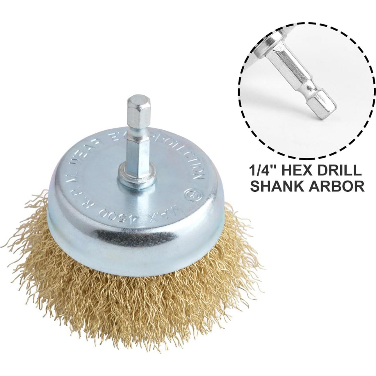 Cepillo de Copa de Alambre Gunpla 76mm con Vástago Hexagonal