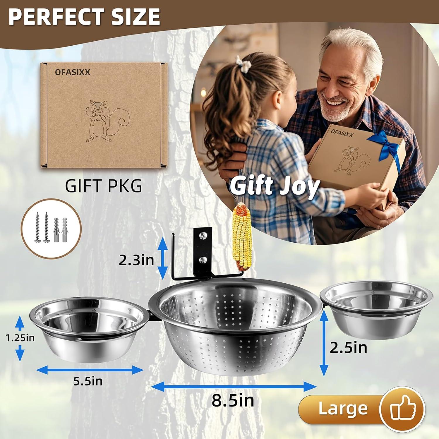 Comedero para Ardillas Ofasixx 2025 - 3 Tazones en 1 Soporte