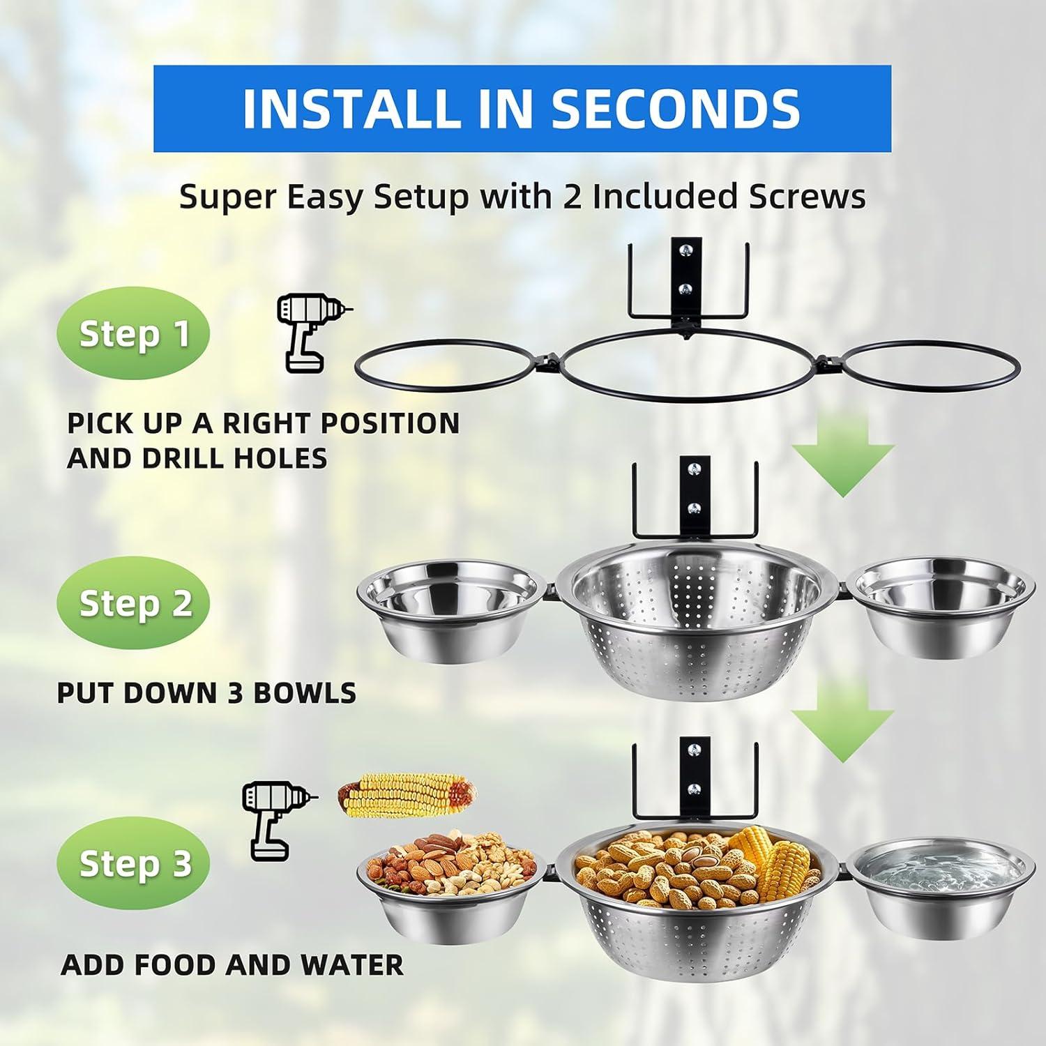 Comedero para Ardillas Ofasixx 2025 - 3 Tazones en 1 Soporte
