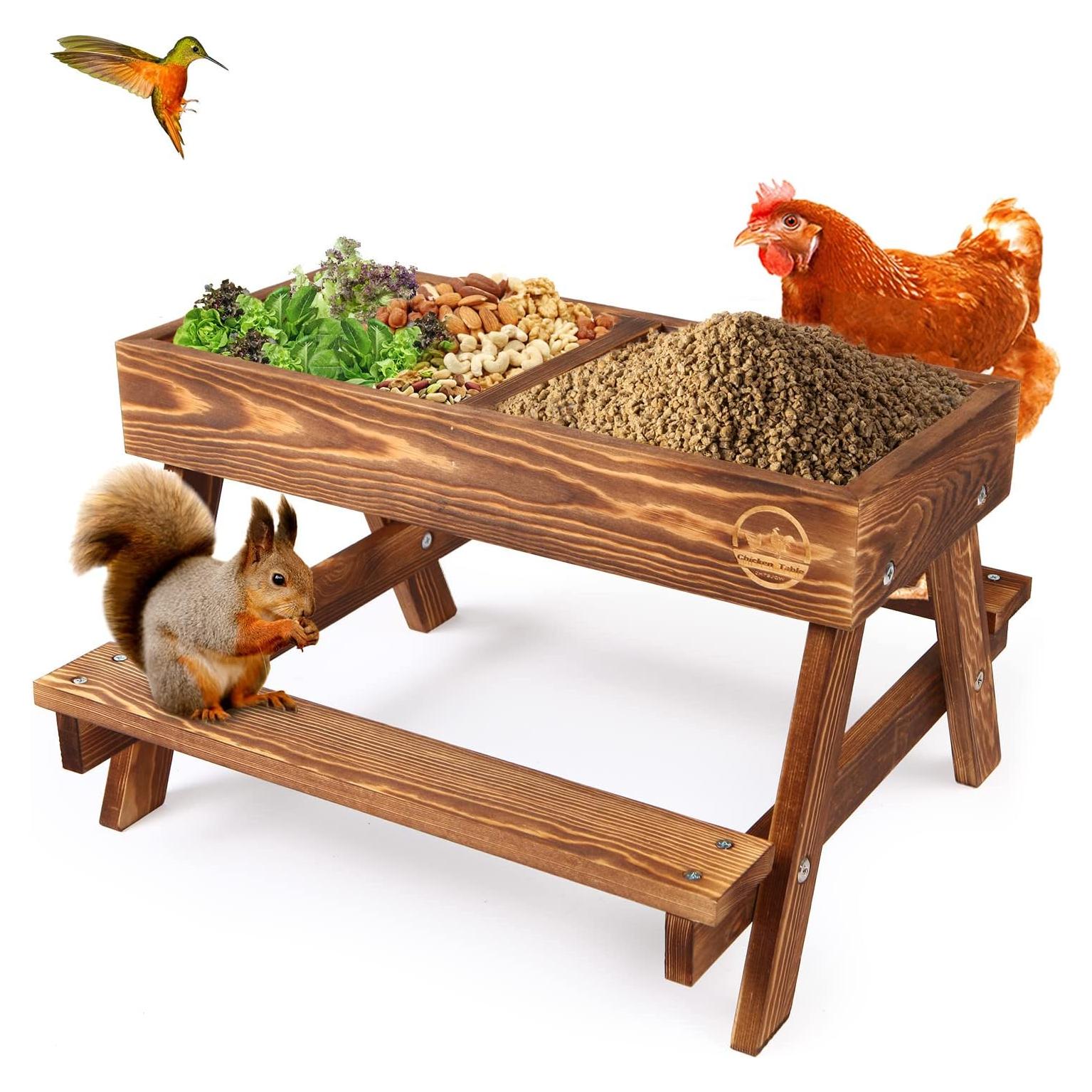 Mesa de Picnic para Pollos CHTSJQW de Madera Carbonizada 39.6x39.6cm